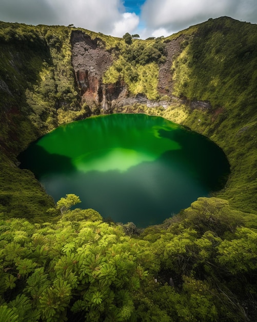A green lake in the crater of kilimanjaro