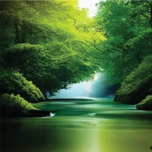 green landscape peaceful illustration