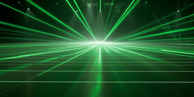 Green laser lights on a stage