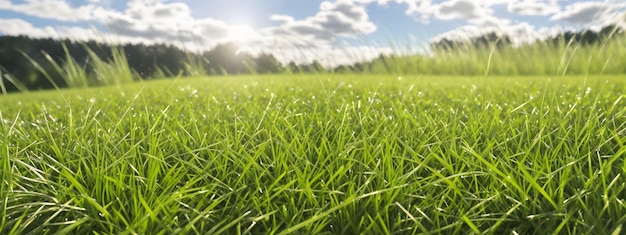 사진 야외에서 신선한 잔디가 있는 녹색 잔디 자연 봄 잔디 배경 질감