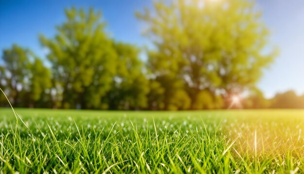 Photo green lawn with fresh grass outdoors nature spring grass background texture