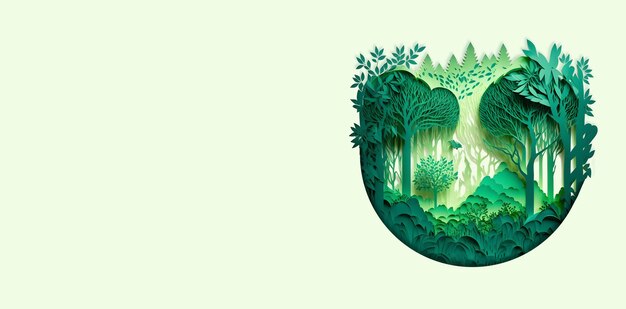 Зеленая многослойная диорама Papercut Forest