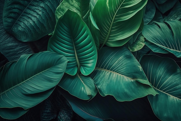 Green leaf abstract background for design element generative ai