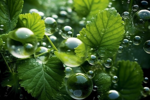 Green Leaf Bubbles AI generatief