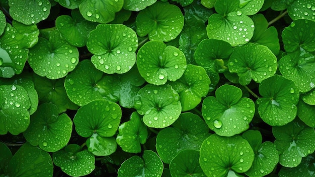 A green leaf of clover with water drops on it