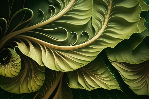 A green leaf curled pattern