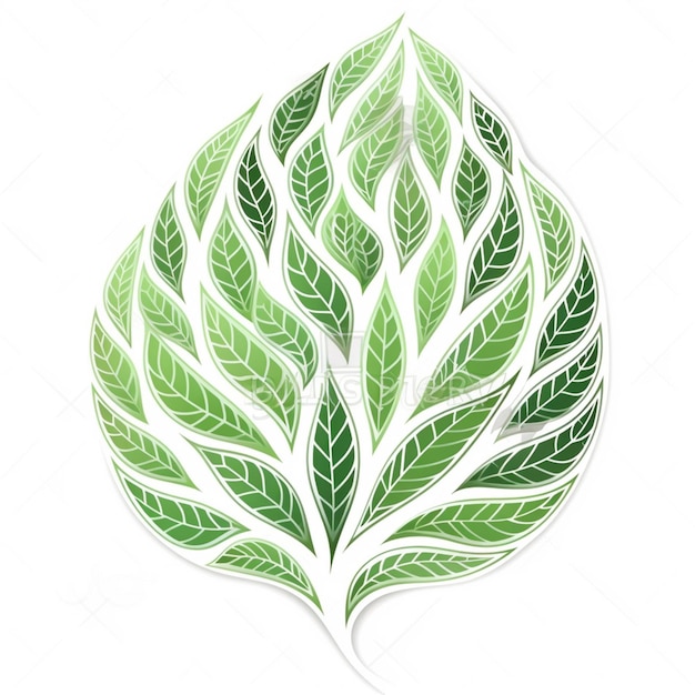 Photo a green leaf cut out of paper on a white background generative ai