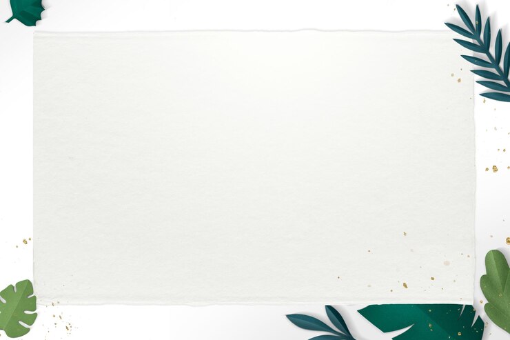 Photo green leaf frame png mockup in paper craft style