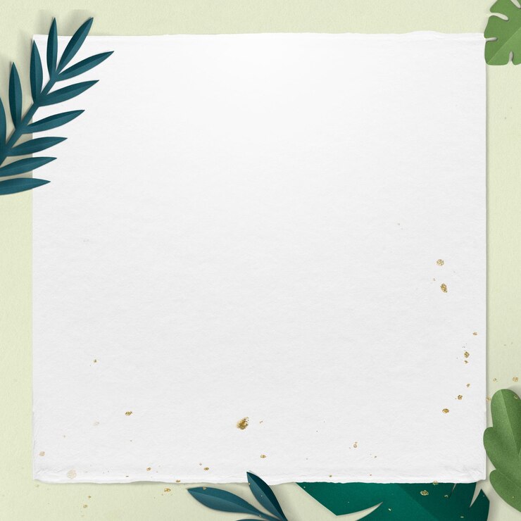 Photo green leaf frame png mockup in paper craft style