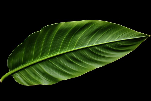 Green leaf of fresh banana fruit