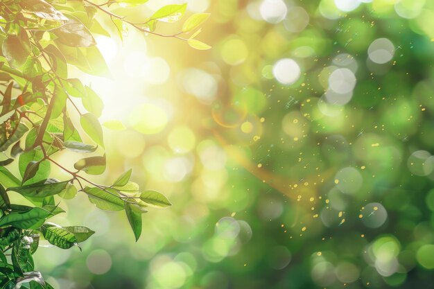 Photo green leaf in garden with sunlight nature view background