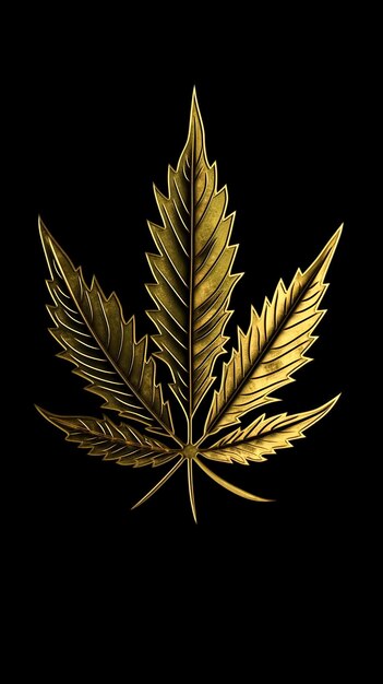 Green leaf of marijuana on a black background generative ai