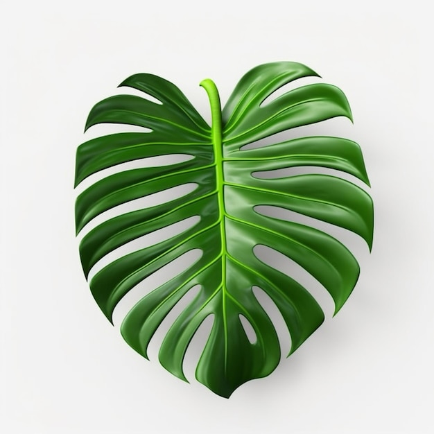 Photo a green leaf of a monstera plant on a white background.