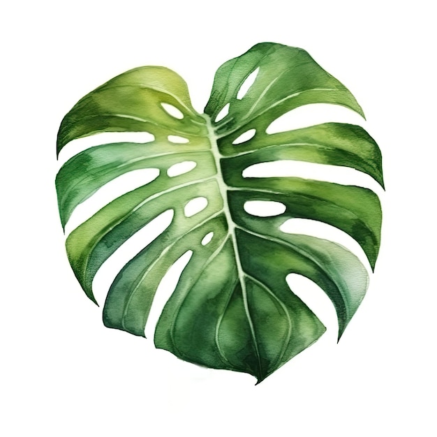 A green leaf of a monstera plant