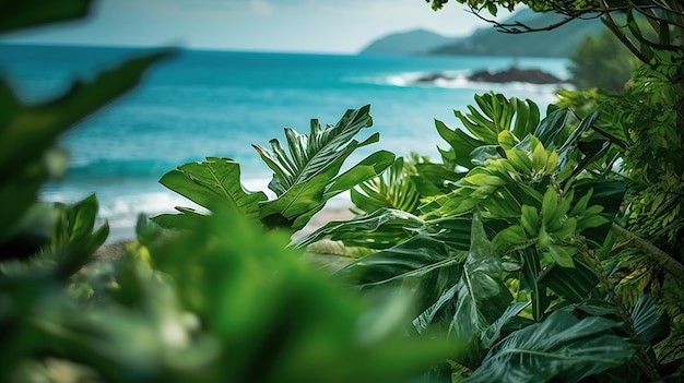 Foto fondo verde dell'oceano della foglia ai generativo