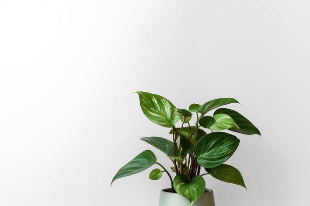 Photo green leaf plant on vase in white background