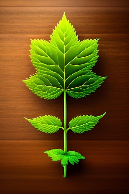 A green leaf of a plant with the words " sprouts " on a wooden background.