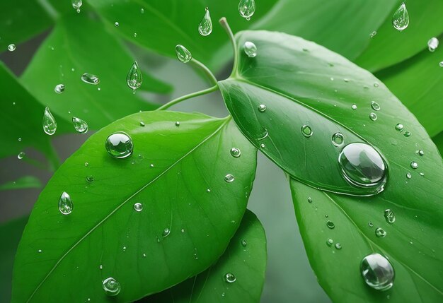 green leaf realistic drops effect