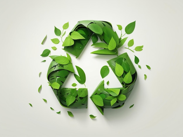 Green Leaf Revival Recycling icoon gemaakt van bladeren