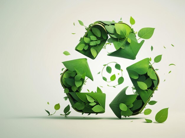 Green Leaf Revival Recycling icoon gemaakt van bladeren