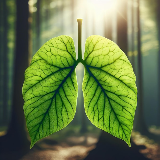 Photo green leaf shape lungs 02