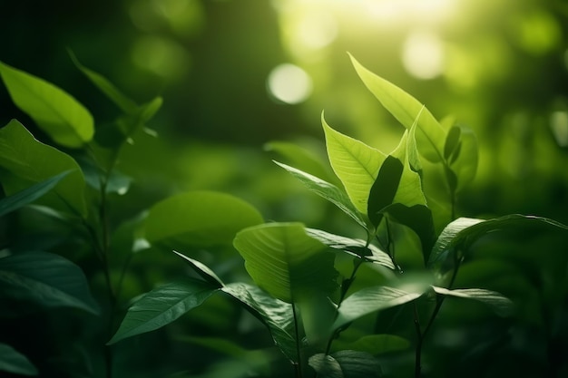 Green leaf in sun light Generate Ai