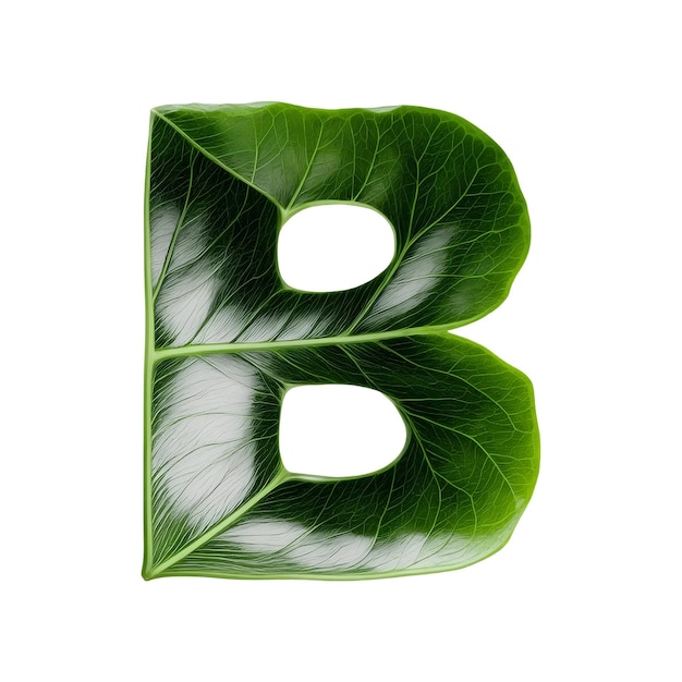 Green leaf typography text design uppercase alphabet B