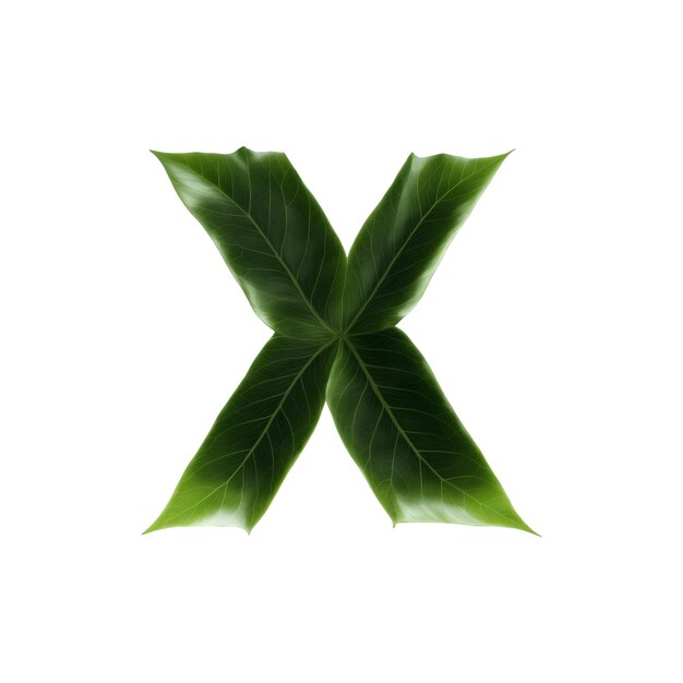 Green leaf typography text design uppercase alphabet X