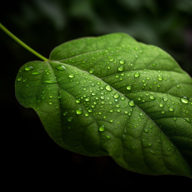 Green leaf visible water drops generative AI