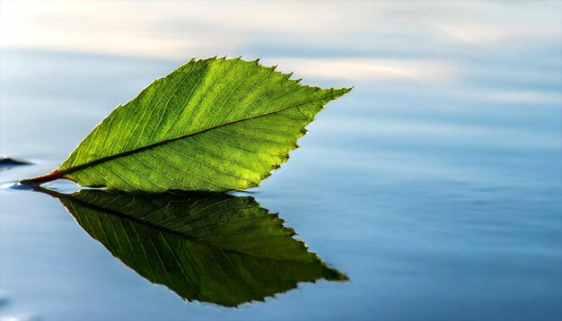 green leaf on water