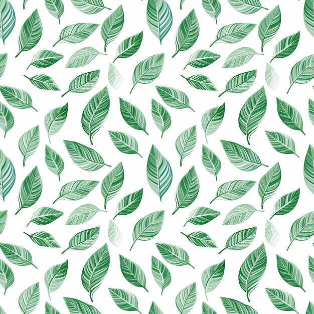 Photo a green leaf on a white seamless pattern background