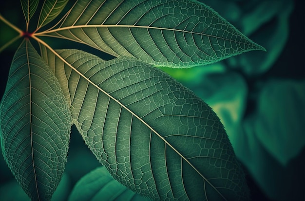 Green leaf with filter effect retro vintage style. Abstract nature background.