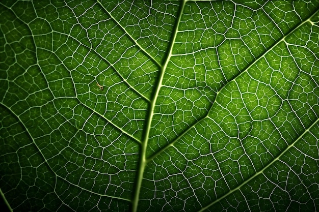 A green leaf with the veins visible and the veins visible.