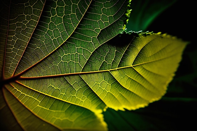 A green leaf with the veins visible