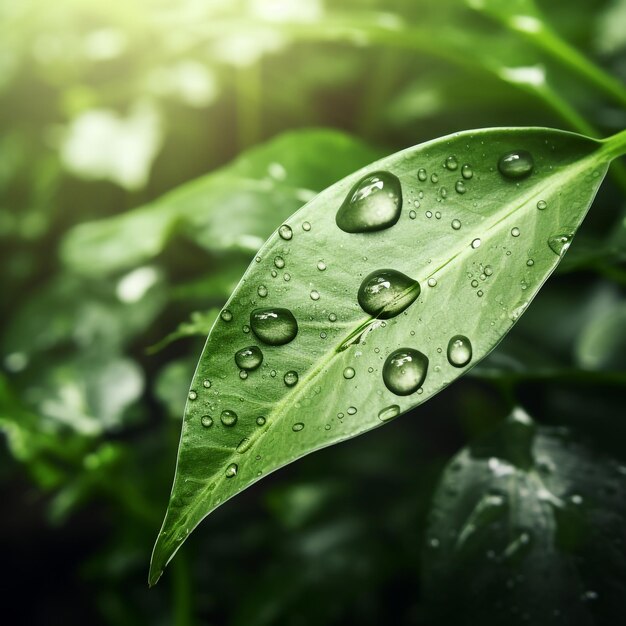 green leaf with water droplet