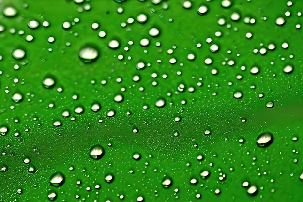 Photo green leaf with water droplets on it macro photograph