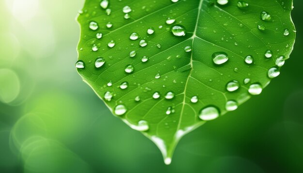 A green leaf with water droplets on it