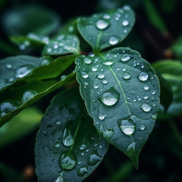 Photo a green leaf with water droplets on it