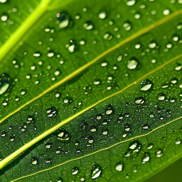 A green leaf with water droplets on it