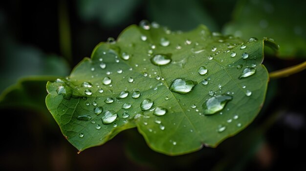 A green leaf with water droplets on it