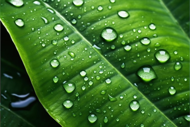 A green leaf with water droplets on it