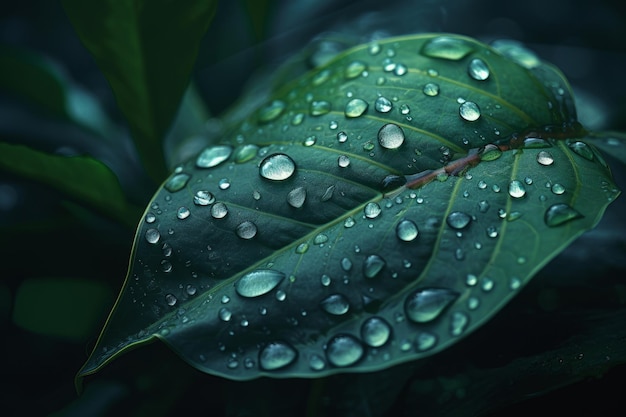 A green leaf with water droplets on it