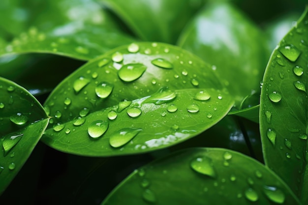 Зеленый лист с капельками воды символизирует заботу об окружающей среде и устойчивость