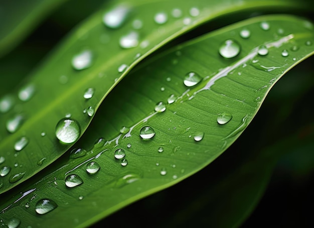 물방울과 녹색 잎