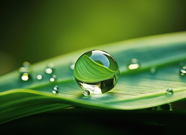 写真 水滴と緑の葉
