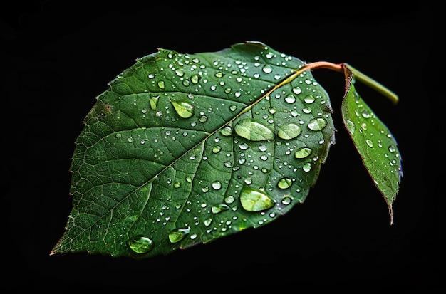 green leaf with water drops on it black background macro photography stock photo ar 805