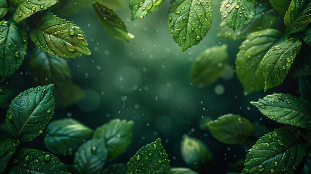 a green leaf with water drops on it