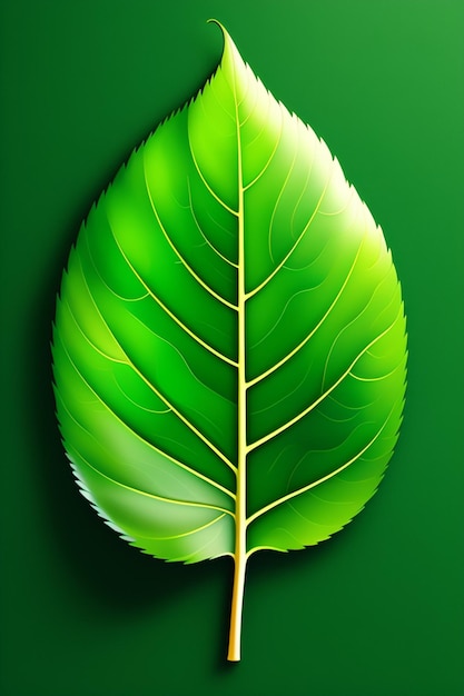 A green leaf with a yellow line on it