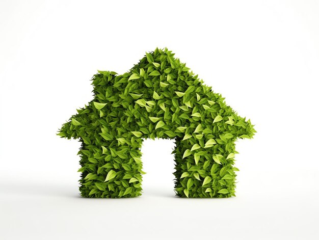 Foto una forma di casa frondosa verde