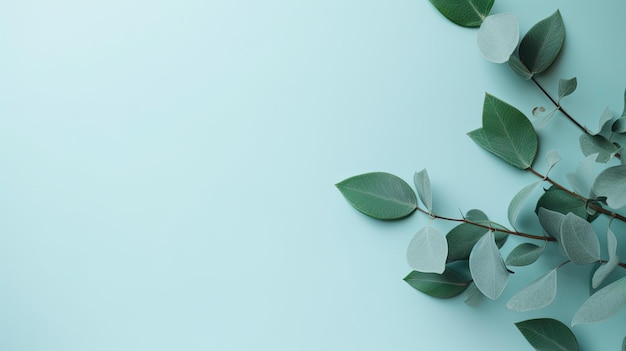 A green leafy plant on a blue background